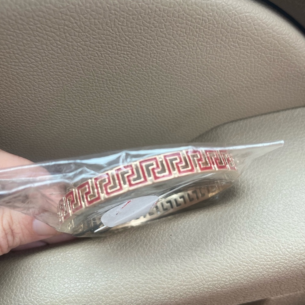 Chic Canvas Style Red and Gold Patterned Bangle